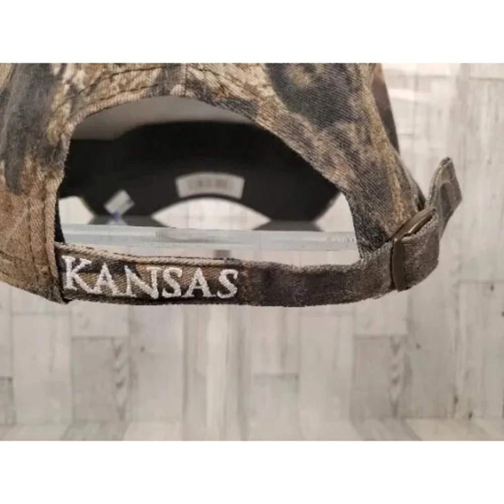 Kansas Jayhawks KU Hat Fan Favorite Mossy Oak Camo Adjustable Cap Mens NEW